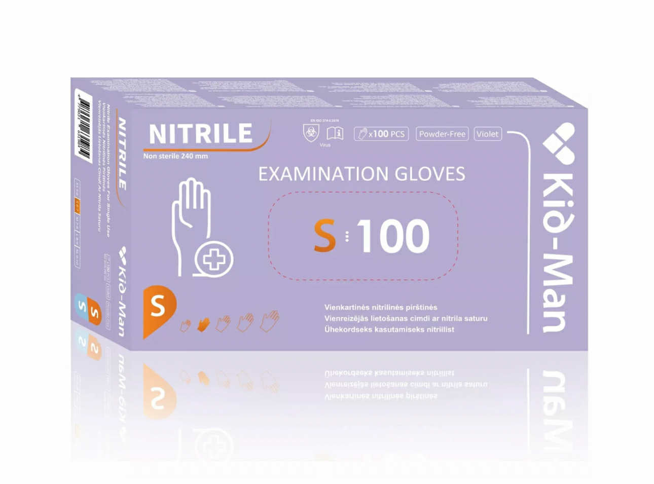 VIOLETINĖS VIENKARTINĖS NITRILINĖS PIRŠTINĖS, DYDIS S/M, 100 VNT/PAK