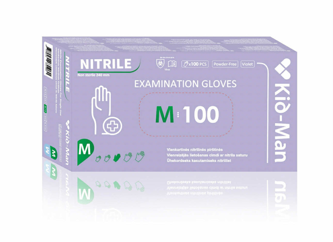 VIOLETINĖS VIENKARTINĖS NITRILINĖS PIRŠTINĖS, DYDIS S/M, 100 VNT/PAK